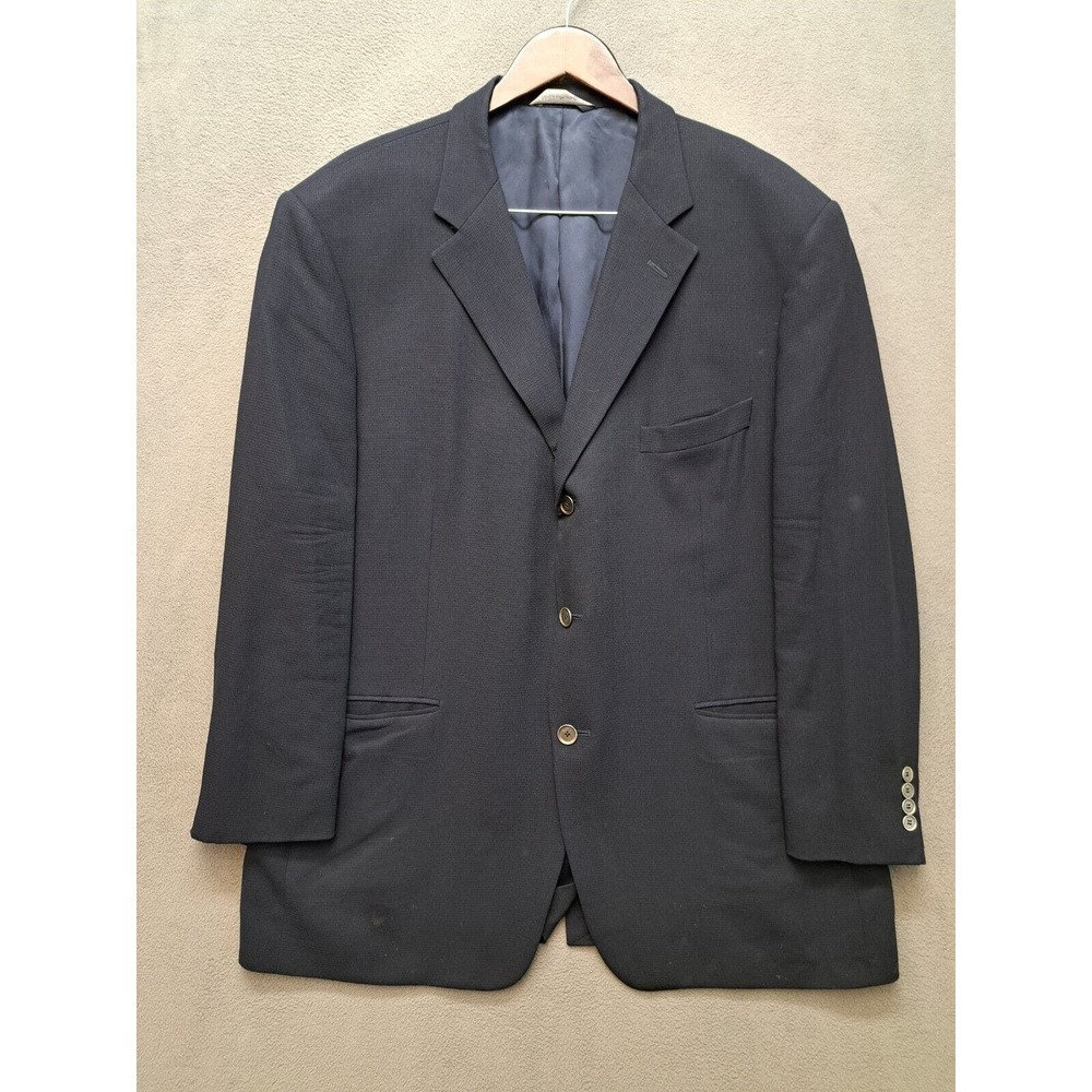 Samuelsohn Navy Blue 100% Wool Hightwist Blazer Sport Coat Men's 48R Jacket